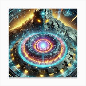 A Futuristic Sci Fi Depiction Of A Kaiju S Core Technology Canvas Print