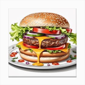 Burger Illustration 1 Canvas Print