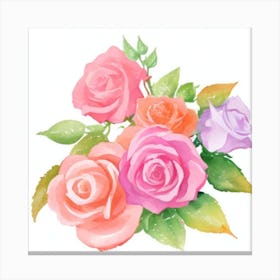 Watercolor Roses3 Canvas Print