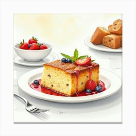 Cake With Berries Canvas Print