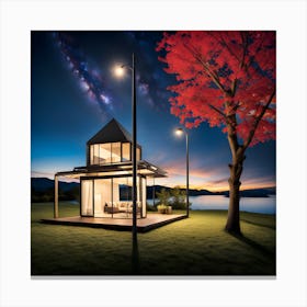 House At Night Canvas Print