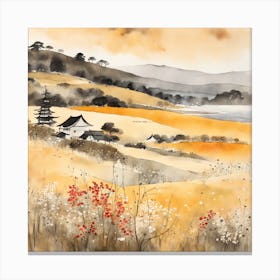 Japanese Landscape Painting Sumi E Drawing (29) Canvas Print