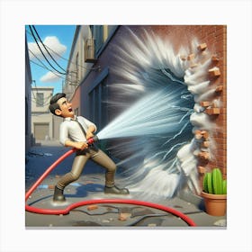 Man With A Hose 1 Canvas Print