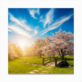 Cherry Blossoms In The Park 1 Canvas Print