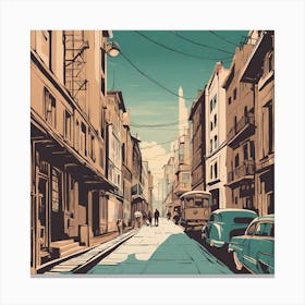 Street Scene VECTOR ART Canvas Print