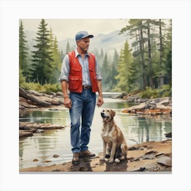 Man And Dog Canvas Print