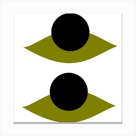 Green Eyes With Black Dots Canvas Print