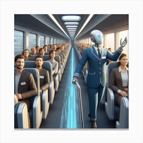 Robot On A Train Canvas Print