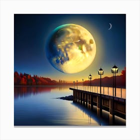 Moon Over The Lake 1 Canvas Print