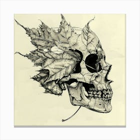 Skull With Leaves 1 Canvas Print