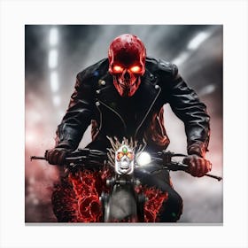 Skeleton On A Motorcycle Canvas Print