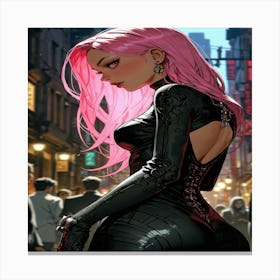 Pink Haired Girl 2 Canvas Print