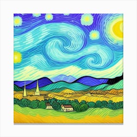 Rustic Retreat: A Journey Through Time Starry Night Canvas Print