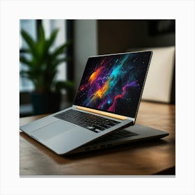 Laptop On A Table Canvas Print