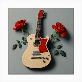 Eletric Guitar with red carnation 1 Canvas Print