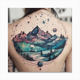 Mountains And Stars Tattoo Canvas Print