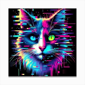 Glitch cat, Glitch art 2 Canvas Print