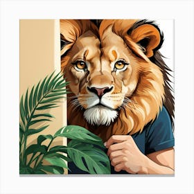 Graphic Design Peeking Lion Art 3 Canvas Print