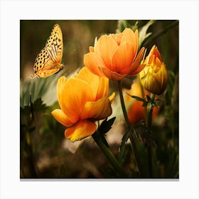 Butterfly On A Flower Canvas Print