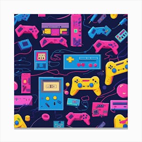 Video Game Controllers 80's Gamer Vibe Canvas Print