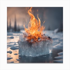 Ice Cube On Fire Canvas Print