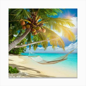 Hammock On The Beach Canvas Print