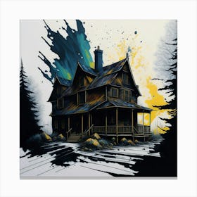 Colored House Ink Painting (39) Canvas Print