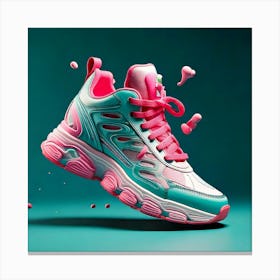 Firefly Floating Turquoise And Pink Sneaker With Bold Design 39518 Canvas Print