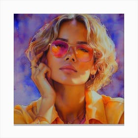 Portrait Of A Woman Wearing Sunglasses Canvas Print