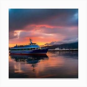 Sunset On A Boat 6 Canvas Print