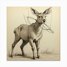 Deer Drawing 45 Canvas Print