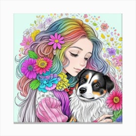 Girl and dog Charms7 Canvas Print