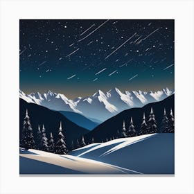 Winter Landscape With Stars Canvas Print
