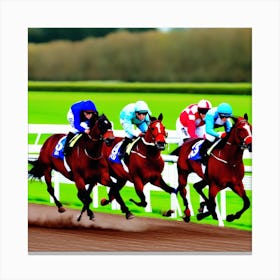 Horses Race On Track In England (23) Canvas Print