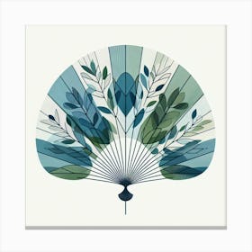 Scandinavian style, Fan of green-blue transparent leaves 2 Canvas Print