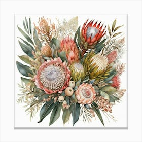 Australian Native Bouquet With Protea Art Print 2 Canvas Print