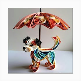 Quilled Dog With Umbrella Canvas Print