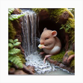 Miniature Mouse In A Waterfall Canvas Print