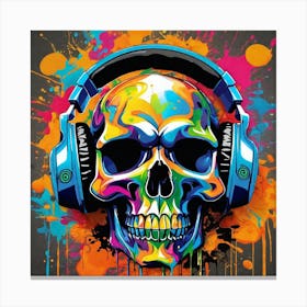 Skull With Headphones 62 Canvas Print