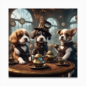 Steampunk puppies Canvas Print