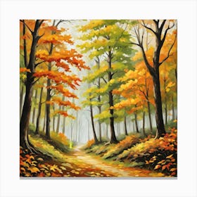 Forest In Autumn In Minimalist Style Square Composition 50 Canvas Print