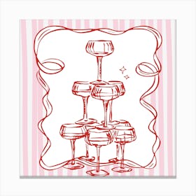 Cocktail Glass Pyramid against soft pink stripped background 1 Canvas Print