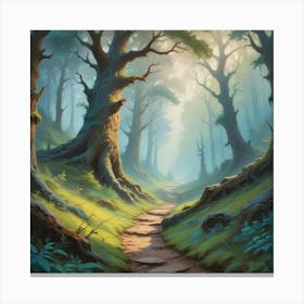 Path In The Woods Paintings Art Print 1 Canvas Print