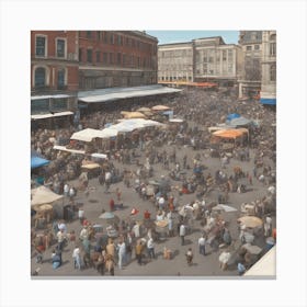 Market Square - Market Stock Videos & Royalty-Free Footage Canvas Print