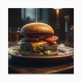 Hamburger On A Plate 134 Canvas Print