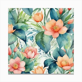 Watercolor Floral Pattern 2 Canvas Print