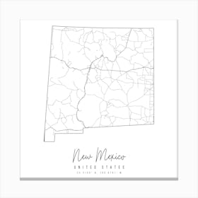 New Mexico Minimal Street Map Square Canvas Print