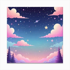 Sky With Twinkling Stars In Pastel Colors Square Composition 171 Canvas Print