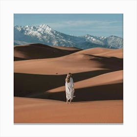 Woman Walking In The Desert Canvas Print