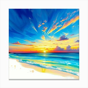 Sunset Beach Painting Canvas Print